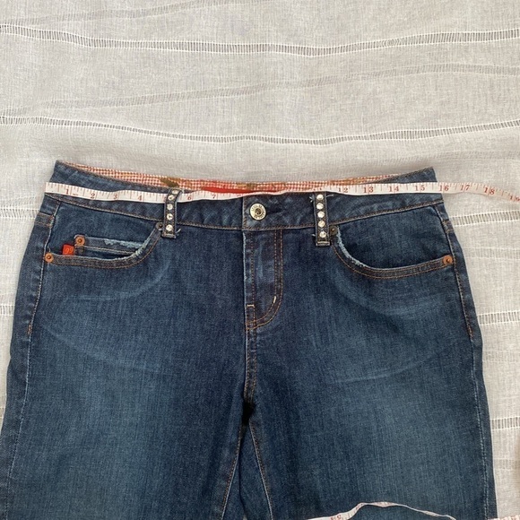 Level 99 flared leg darker denim jeans with rhinestone belt loops. - Picture 8 of 16